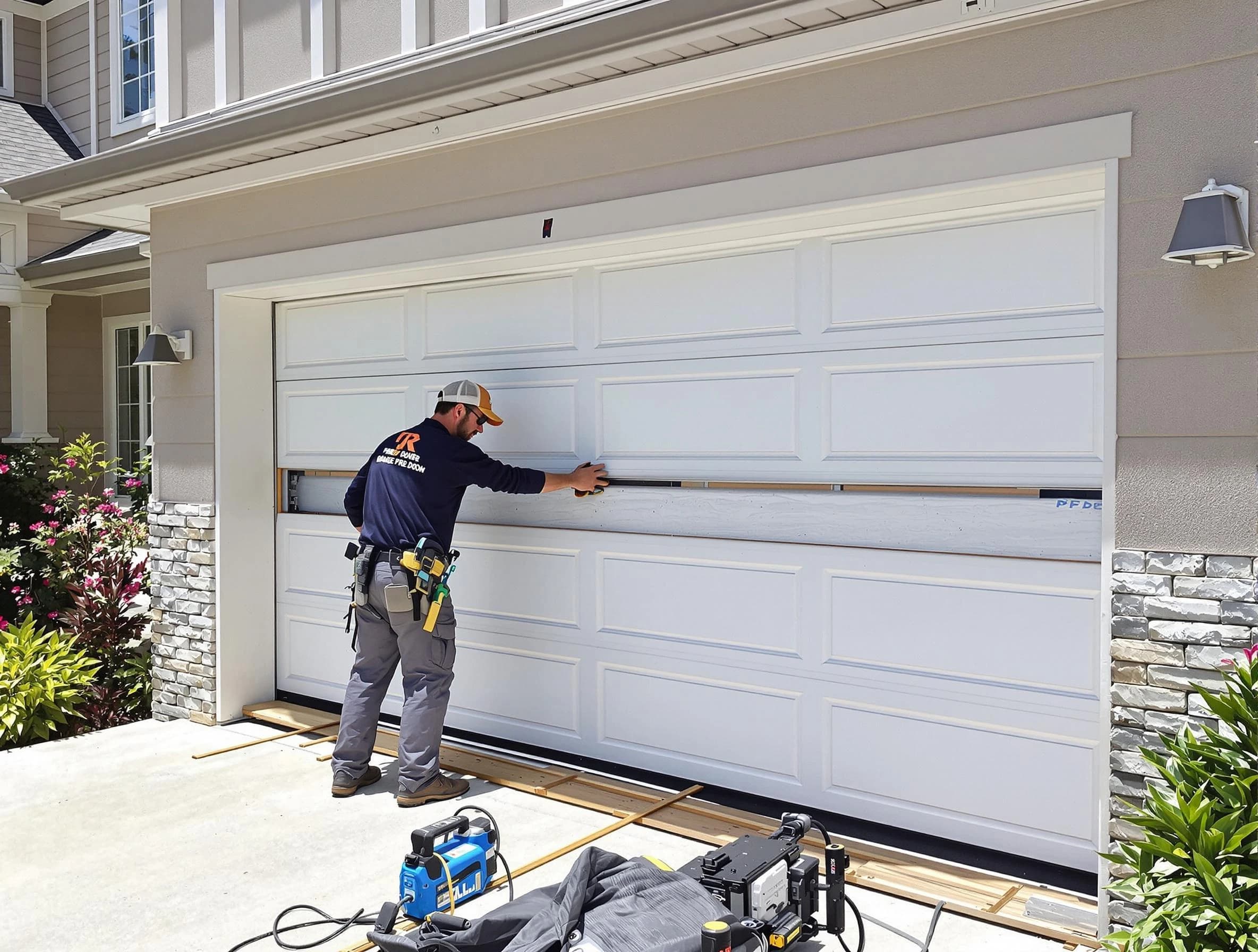 Millersville Garage Door Repair team performing complete garage door replacement at Millersville residence