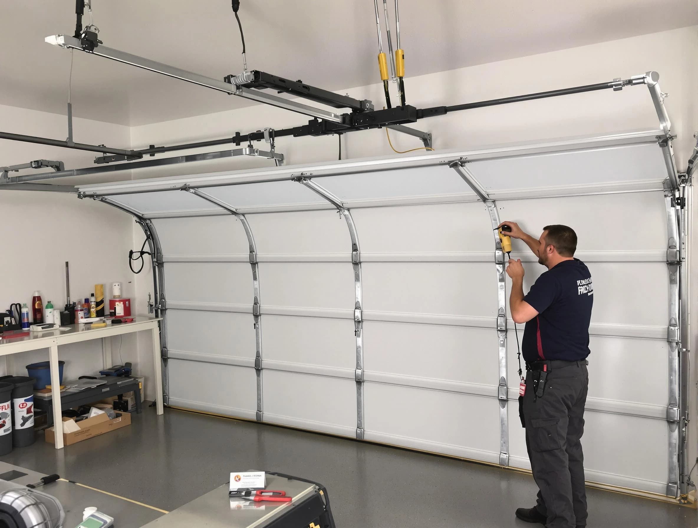Millersville Garage Door Repair certified technician performing overhead door system repair in Millersville