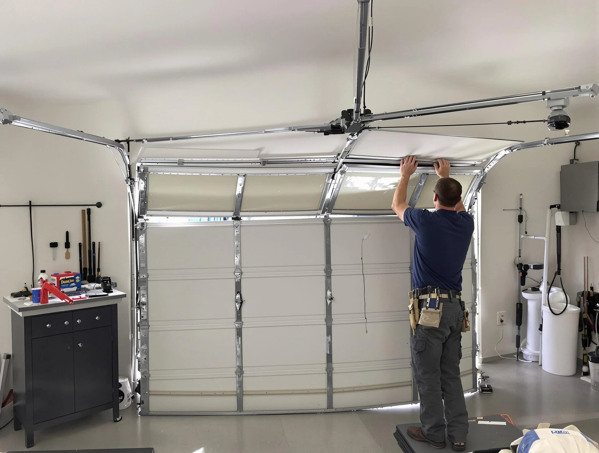 Millersville Garage Door Repair specialist performing precise section replacement on Millersville garage door