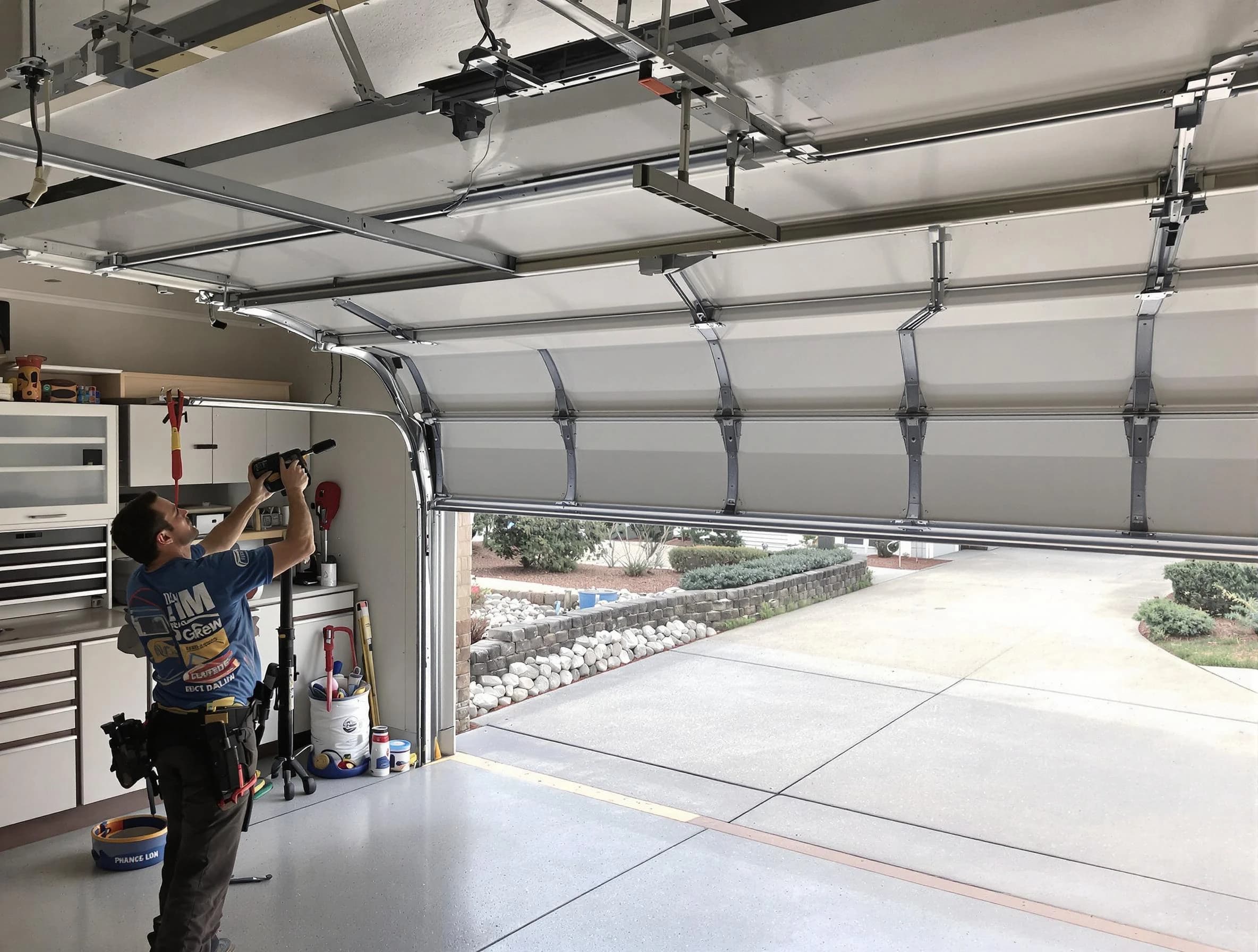 Garage door track repair service by Millersville Garage Door Repair in Millersville