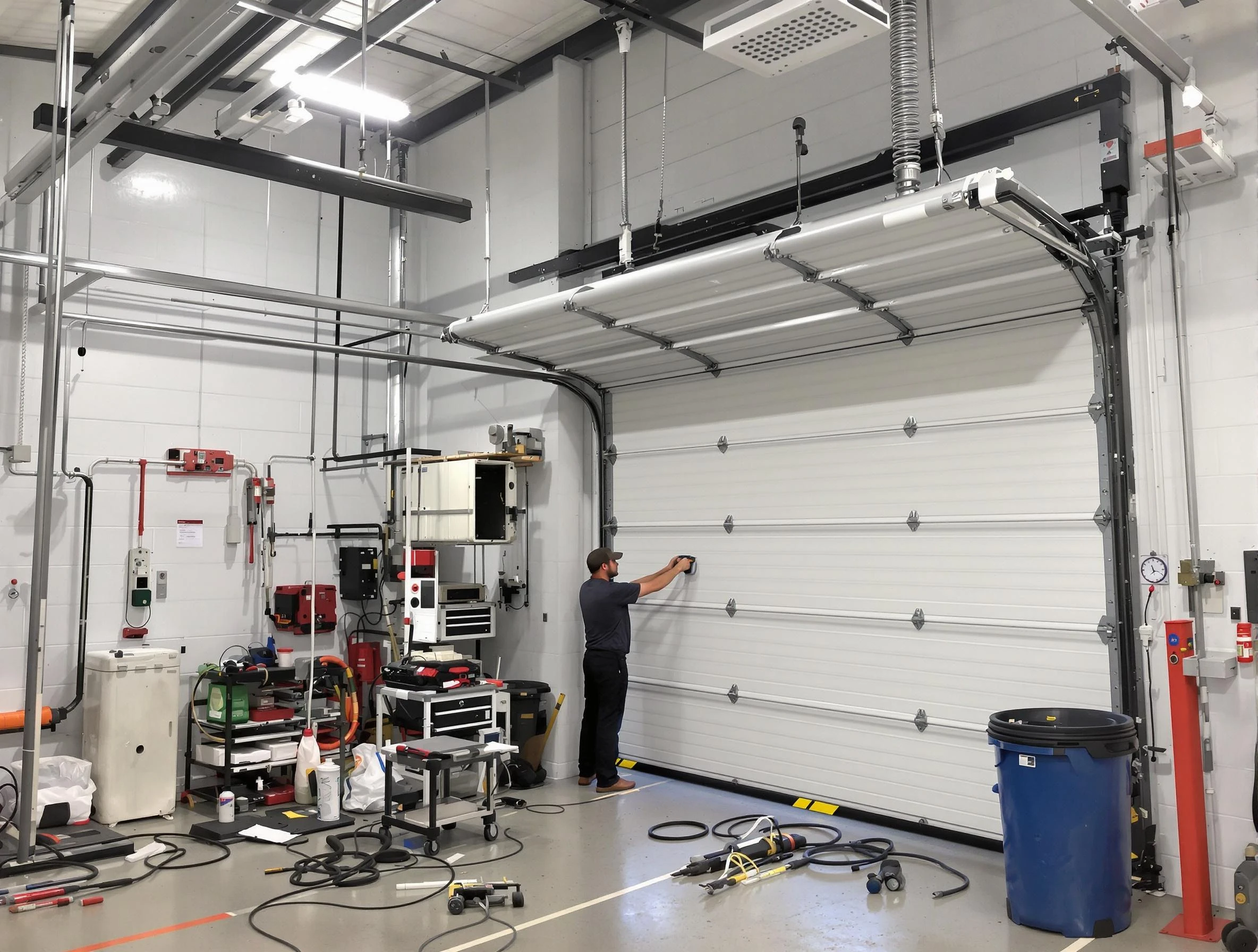 Millersville Garage Door Repair certified technician performing commercial door repair at a Millersville business facility