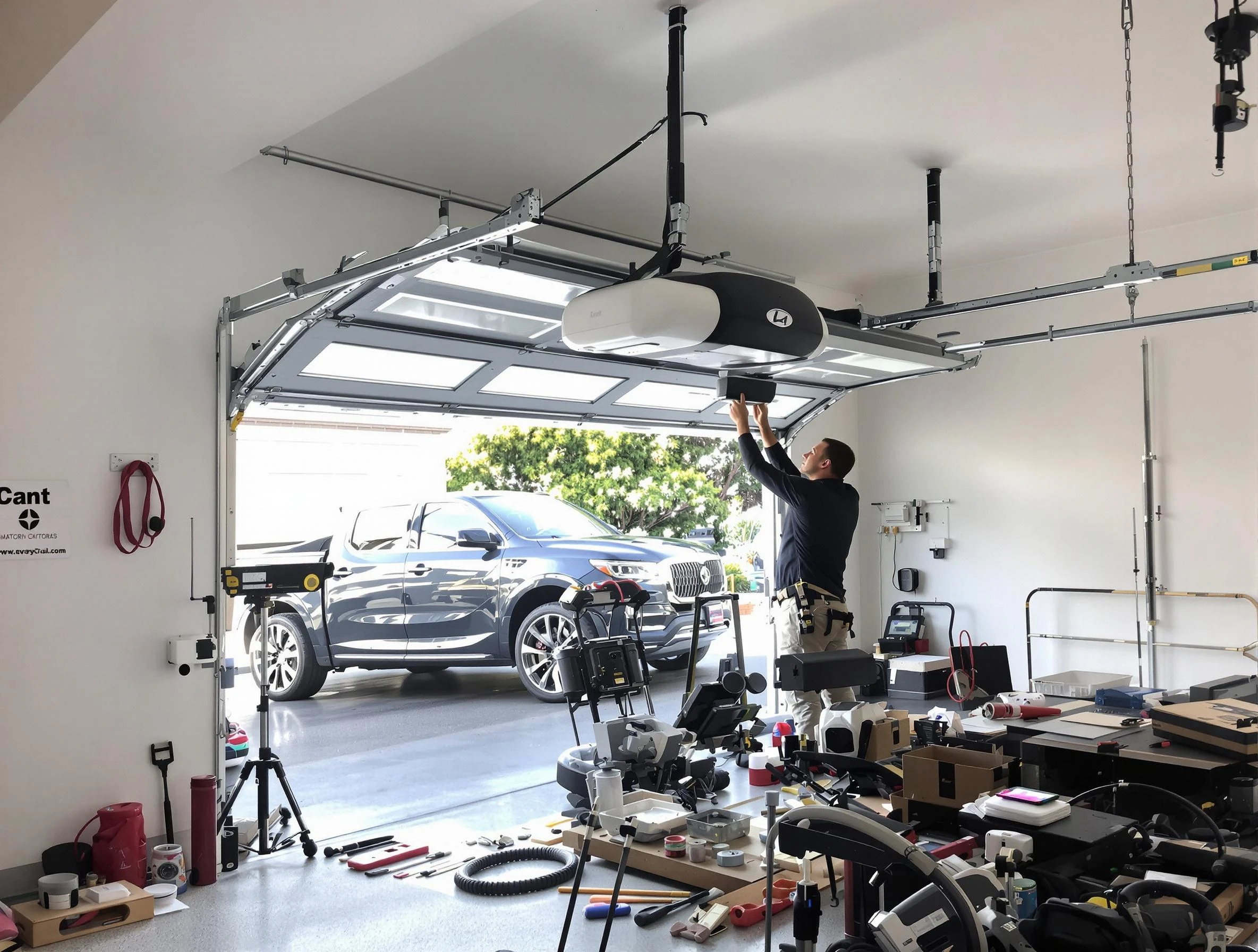 Millersville Garage Door Repair specialist installing smart garage door opener system in Millersville home