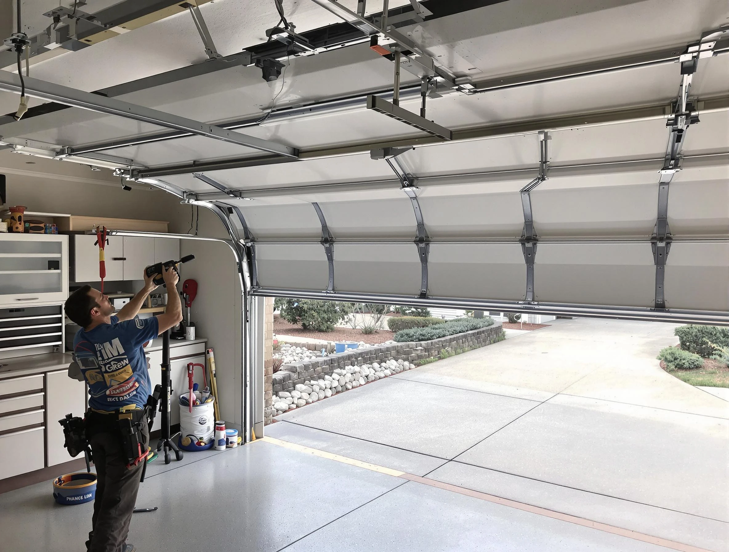 Garage door track repair service by Millersville Garage Door Repair in Millersville